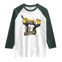 Funny Ice Hockey Player Gift Raglan Shirt Penguin Power - Wonder Print Shop