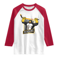 Funny Ice Hockey Player Gift Raglan Shirt Penguin Power - Wonder Print Shop