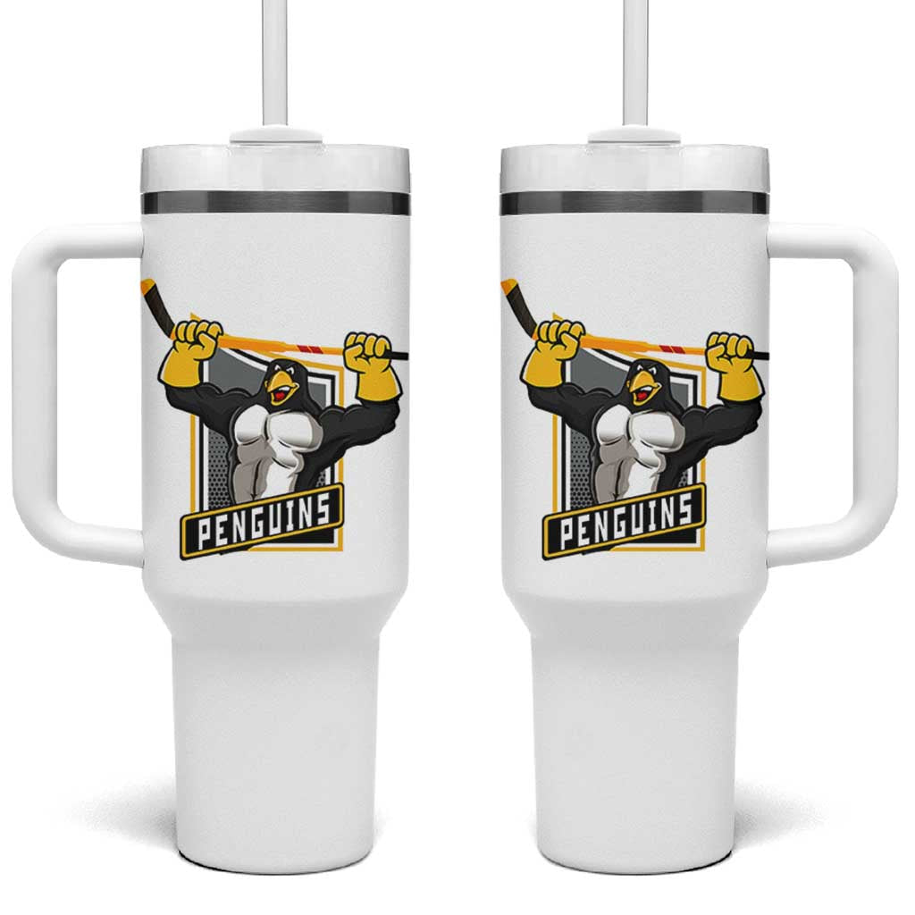 Funny Ice Hockey Player Gift Tumbler With Handle Penguin Power - Wonder Print Shop