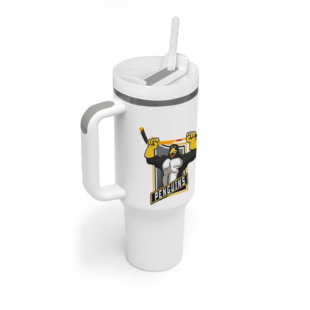 Funny Ice Hockey Player Gift Tumbler With Handle Penguin Power - Wonder Print Shop