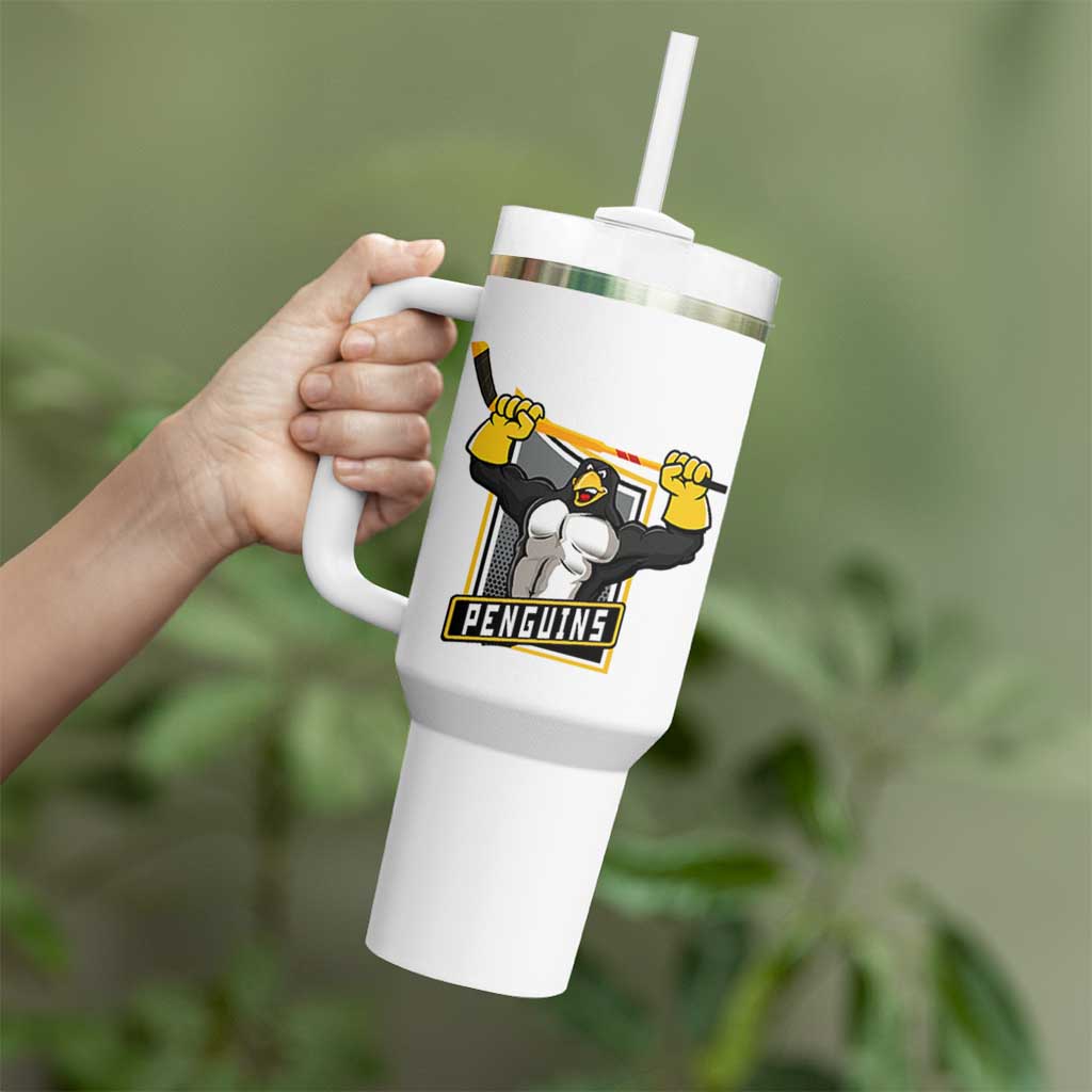 Funny Ice Hockey Player Gift Tumbler With Handle Penguin Power - Wonder Print Shop