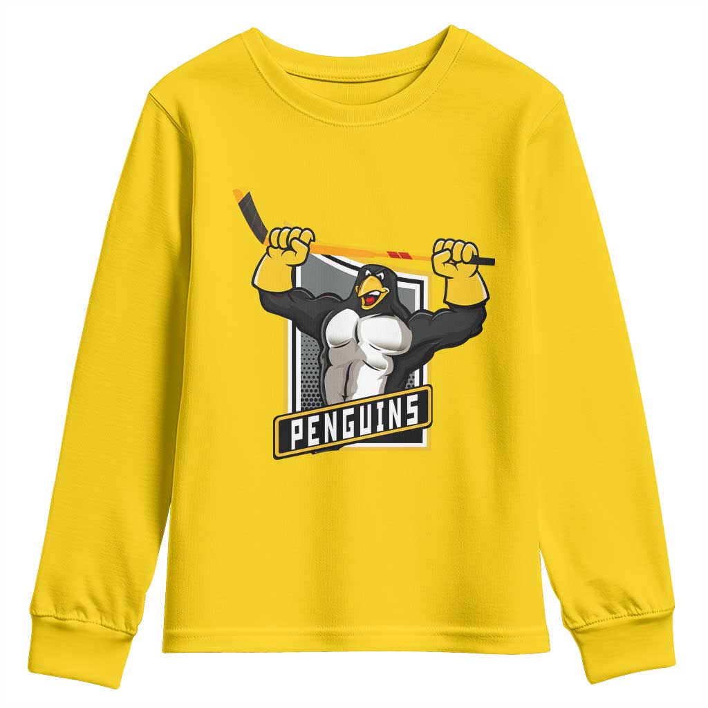Funny Ice Hockey Player Gift Youth Sweatshirt Penguin Power - Wonder Print Shop