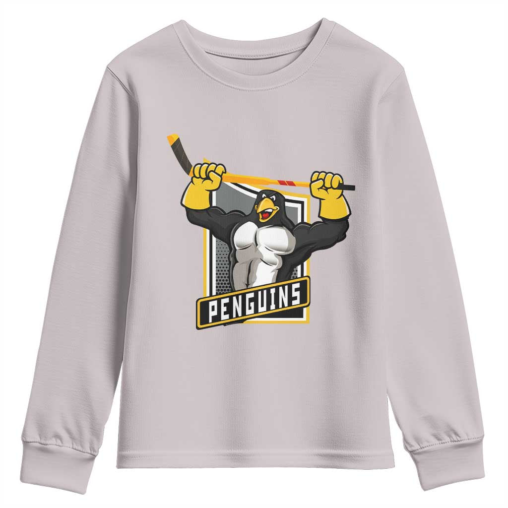 Funny Ice Hockey Player Gift Youth Sweatshirt Penguin Power - Wonder Print Shop