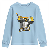 Funny Ice Hockey Player Gift Youth Sweatshirt Penguin Power - Wonder Print Shop