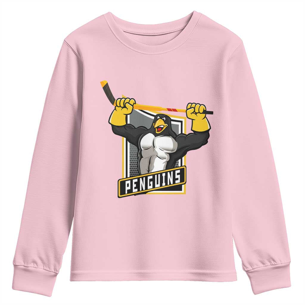 Funny Ice Hockey Player Gift Youth Sweatshirt Penguin Power - Wonder Print Shop
