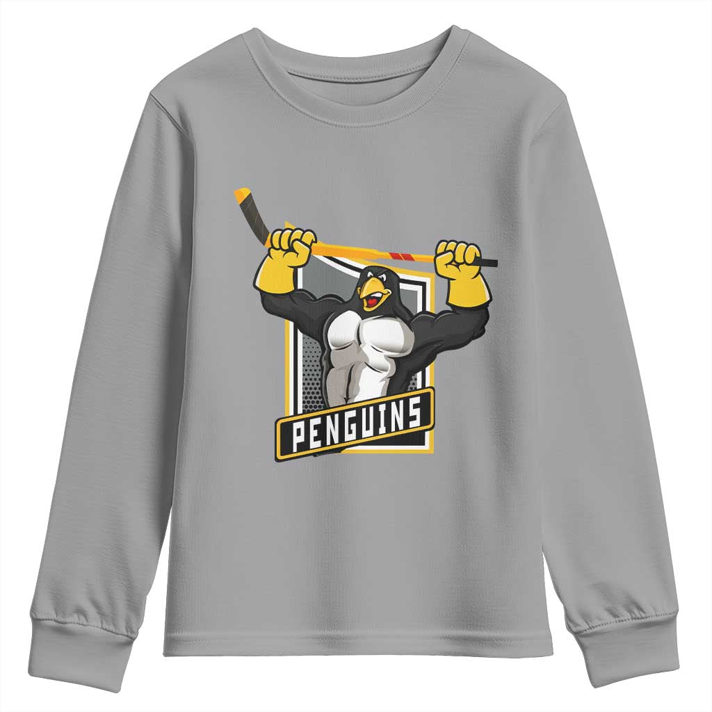 Funny Ice Hockey Player Gift Youth Sweatshirt Penguin Power - Wonder Print Shop