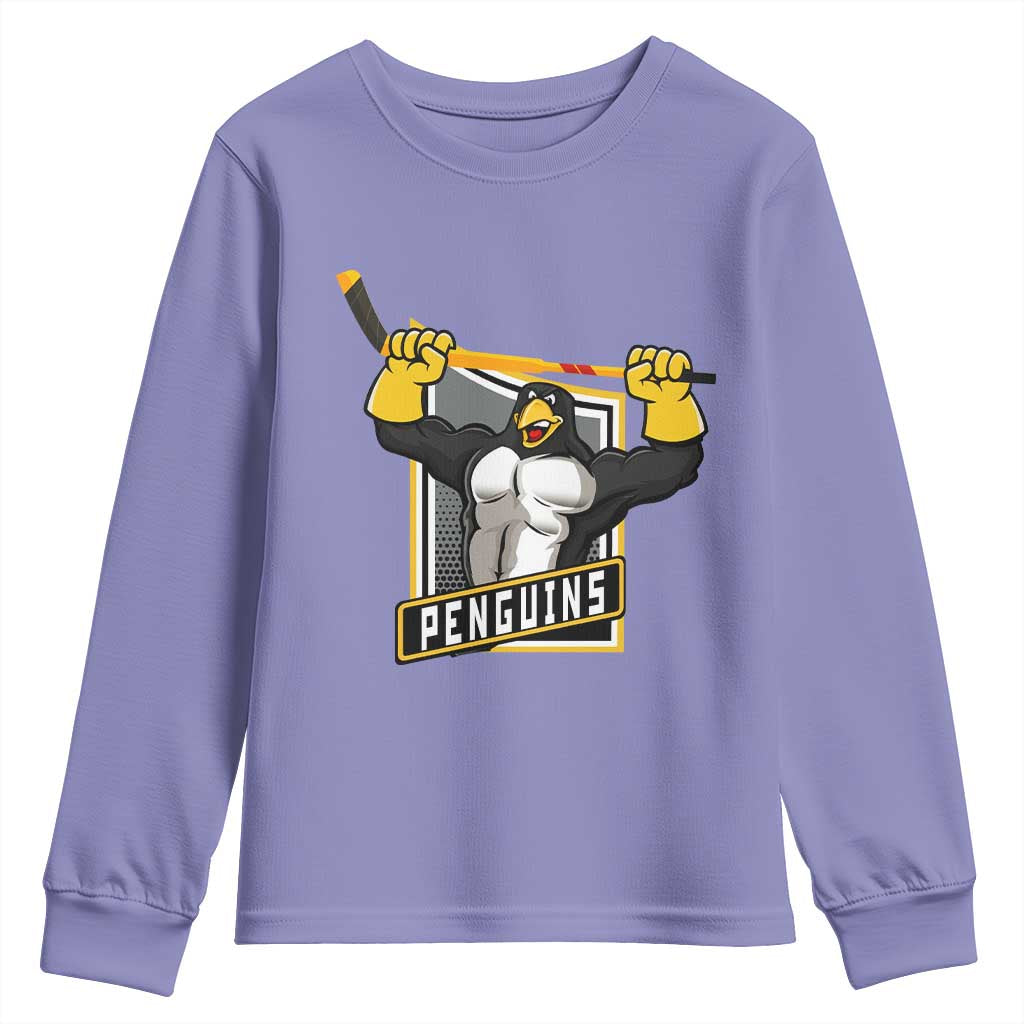 Funny Ice Hockey Player Gift Youth Sweatshirt Penguin Power - Wonder Print Shop