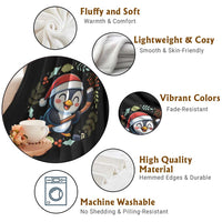 Cute Penguin Playing Ice Hockey Throw Blanket Funny Christmas Gift - Wonder Print Shop