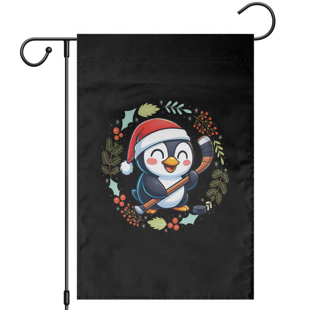 Cute Penguin Playing Ice Hockey Garden Flag Funny Christmas Gift - Wonder Print Shop