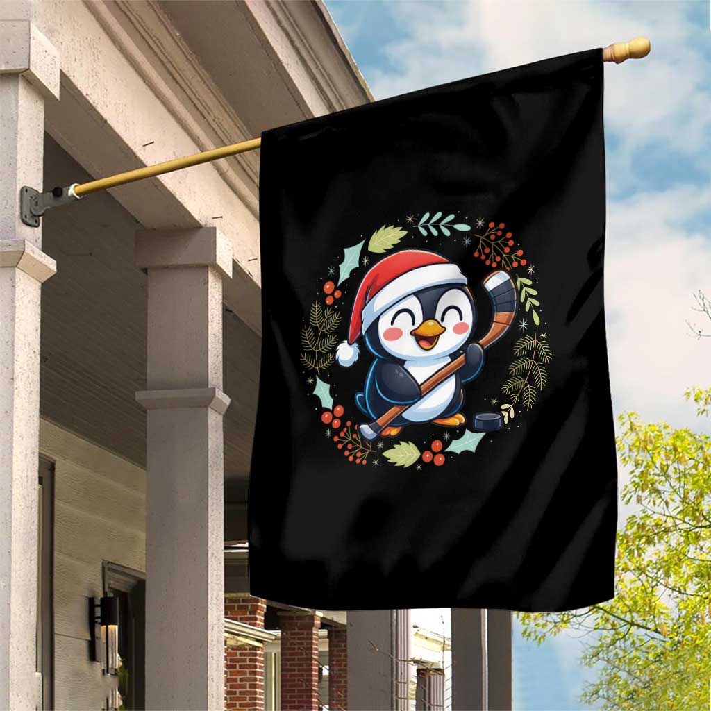Cute Penguin Playing Ice Hockey Garden Flag Funny Christmas Gift - Wonder Print Shop