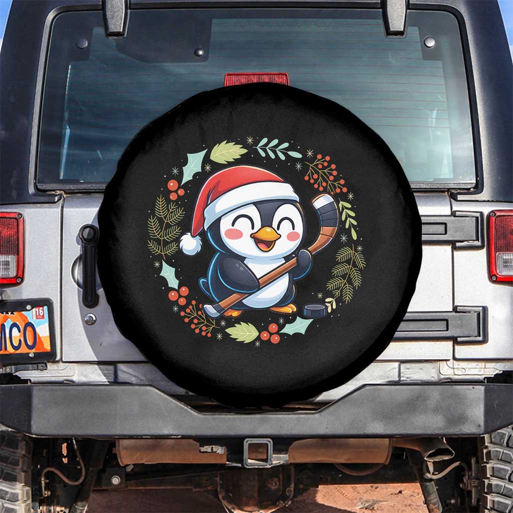 Cute Penguin Playing Ice Hockey Spare Tire Cover Funny Christmas Gift - Wonder Print Shop