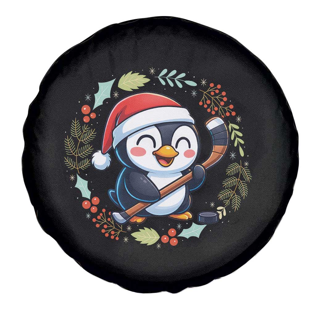 Cute Penguin Playing Ice Hockey Spare Tire Cover Funny Christmas Gift - Wonder Print Shop