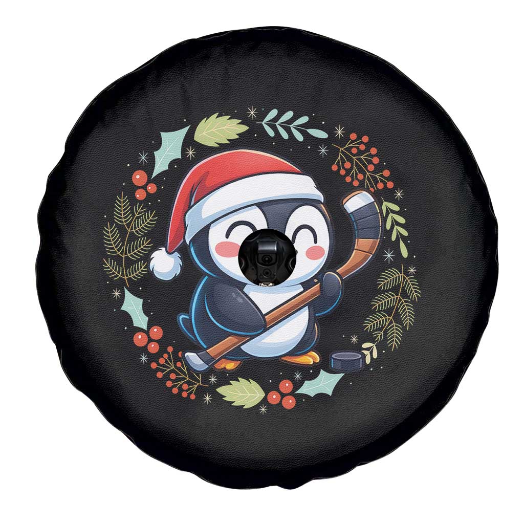 Cute Penguin Playing Ice Hockey Spare Tire Cover Funny Christmas Gift - Wonder Print Shop