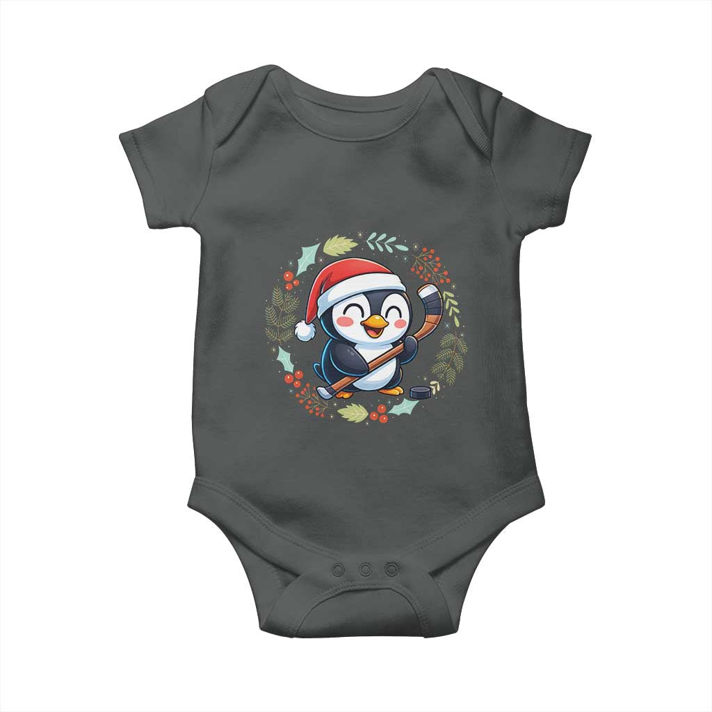 Cute Penguin Playing Ice Hockey Baby Onesie Funny Christmas Gift - Wonder Print Shop