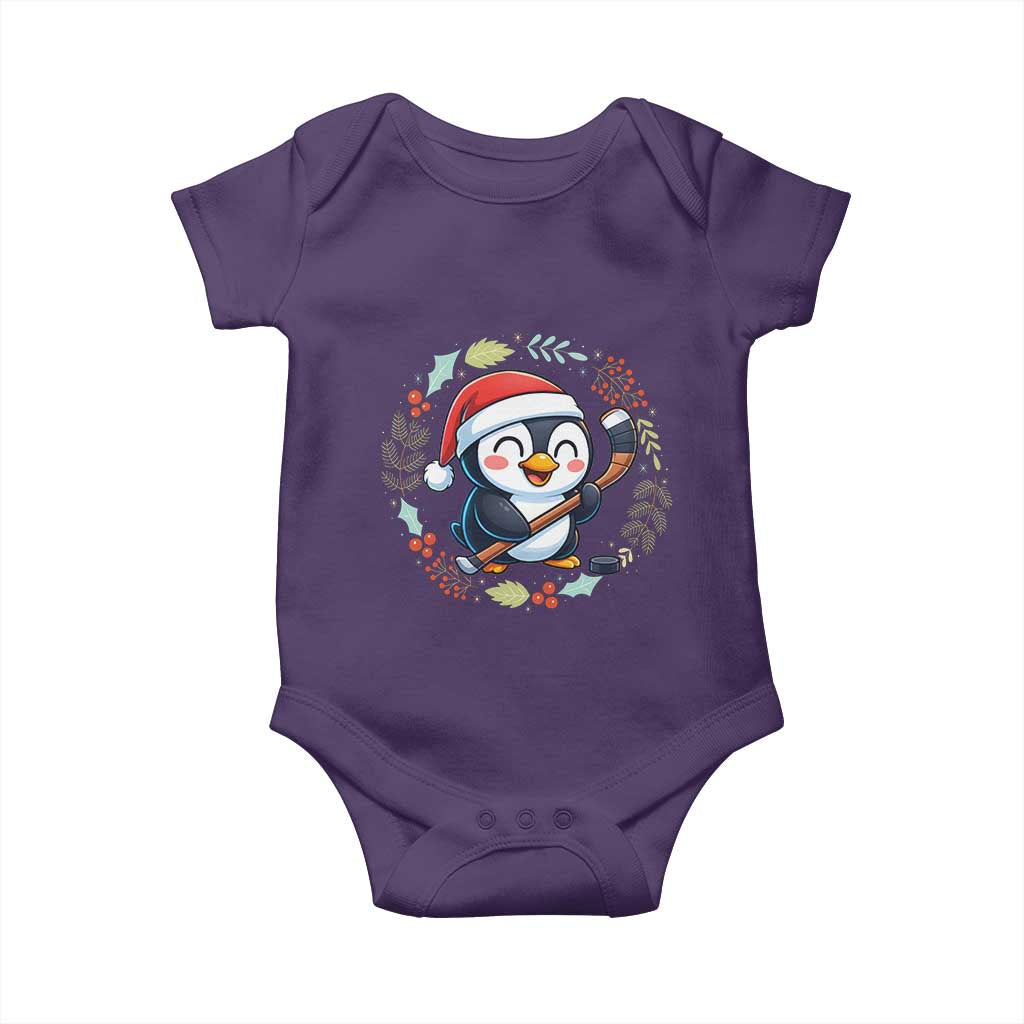 Cute Penguin Playing Ice Hockey Baby Onesie Funny Christmas Gift - Wonder Print Shop