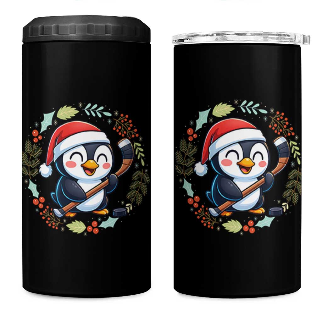 Cute Penguin Playing Ice Hockey 4 in 1 Can Cooler Tumbler Funny Christmas Gift - Wonder Print Shop