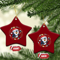 Cute Penguin Playing Ice Hockey Ceramic Ornament Funny Christmas Gift - Wonder Print Shop