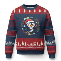 Cute Penguin Playing Ice Hockey Ugly Christmas Sweater Funny Xmas Gift - Wonder Print Shop