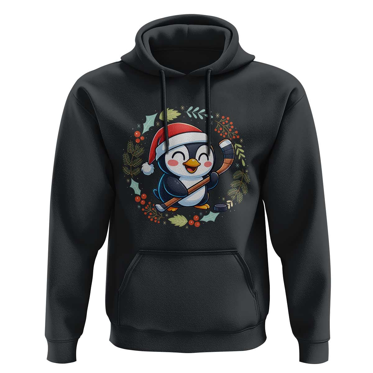 Cute Penguin Playing Ice Hockey Hoodie Funny Christmas Gift - Wonder Print Shop