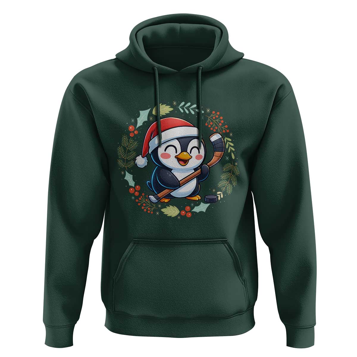 Cute Penguin Playing Ice Hockey Hoodie Funny Christmas Gift - Wonder Print Shop