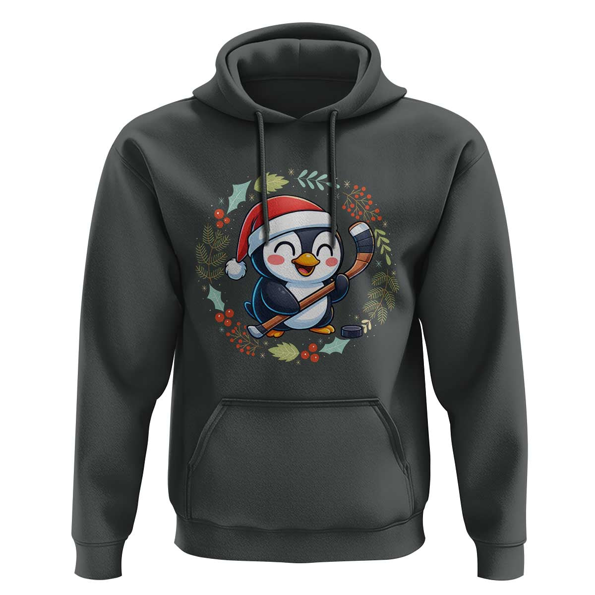 Cute Penguin Playing Ice Hockey Hoodie Funny Christmas Gift - Wonder Print Shop