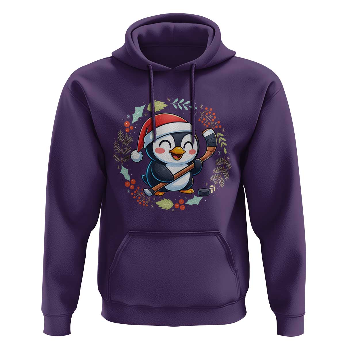 Cute Penguin Playing Ice Hockey Hoodie Funny Christmas Gift - Wonder Print Shop