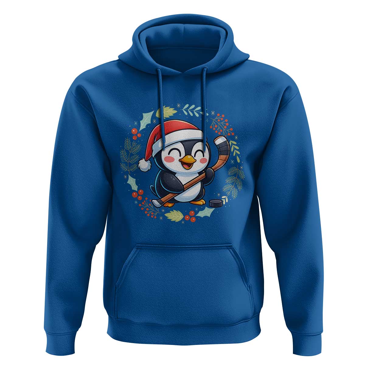 Cute Penguin Playing Ice Hockey Hoodie Funny Christmas Gift - Wonder Print Shop