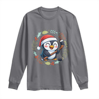 Cute Penguin Playing Ice Hockey Long Sleeve Shirt Funny Christmas Gift - Wonder Print Shop