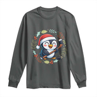 Cute Penguin Playing Ice Hockey Long Sleeve Shirt Funny Christmas Gift - Wonder Print Shop