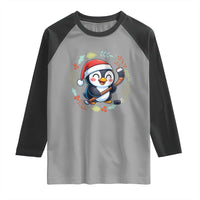 Cute Penguin Playing Ice Hockey Raglan Shirt Funny Christmas Gift - Wonder Print Shop