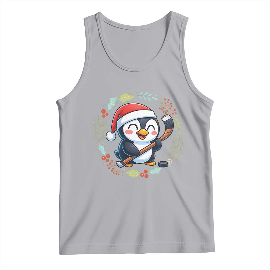 Cute Penguin Playing Ice Hockey Tank Top Funny Christmas Gift - Wonder Print Shop