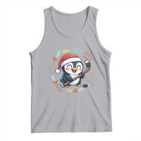 Cute Penguin Playing Ice Hockey Tank Top Funny Christmas Gift - Wonder Print Shop