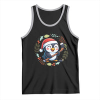 Cute Penguin Playing Ice Hockey Tank Top Funny Christmas Gift - Wonder Print Shop
