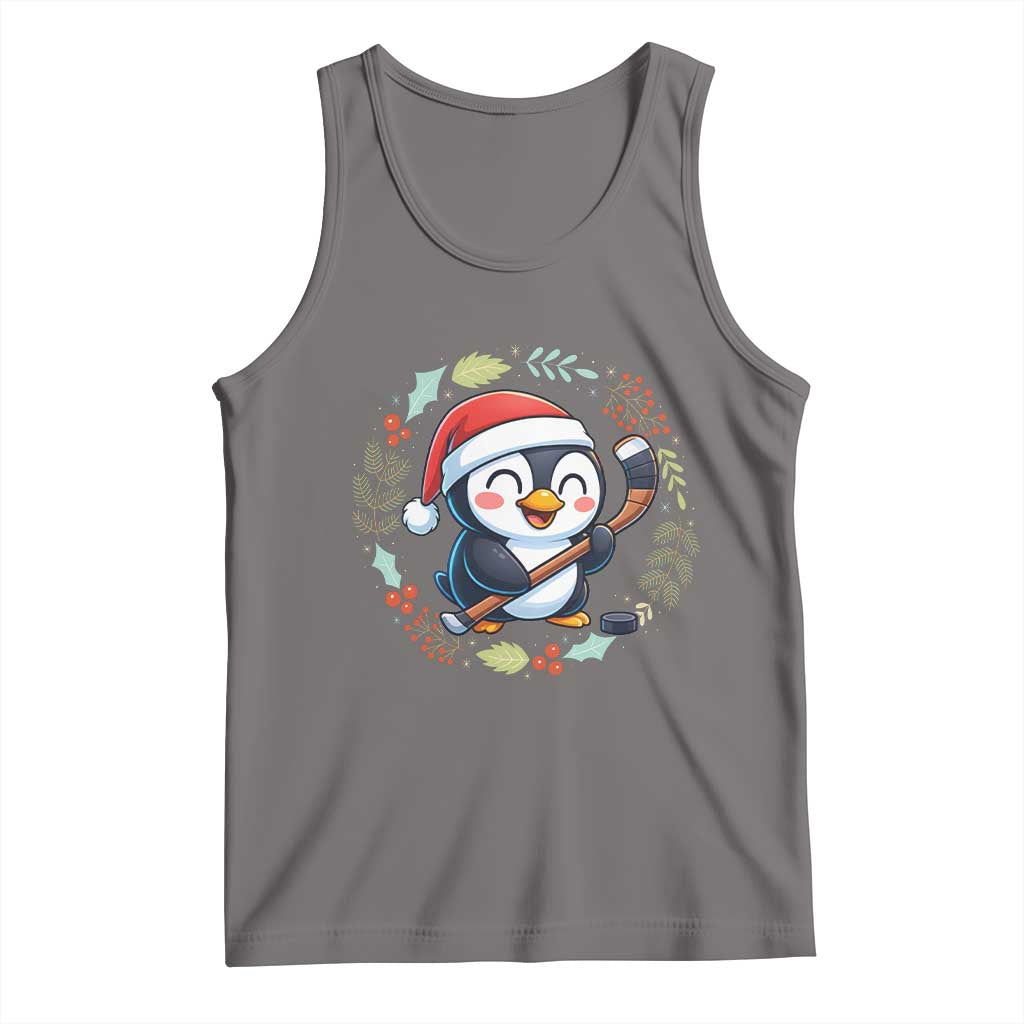 Cute Penguin Playing Ice Hockey Tank Top Funny Christmas Gift - Wonder Print Shop