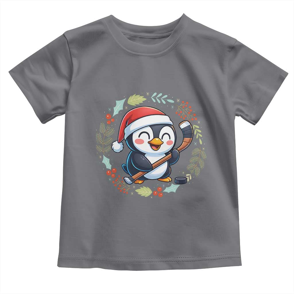Cute Penguin Playing Ice Hockey Toddler T Shirt Funny Christmas Gift - Wonder Print Shop