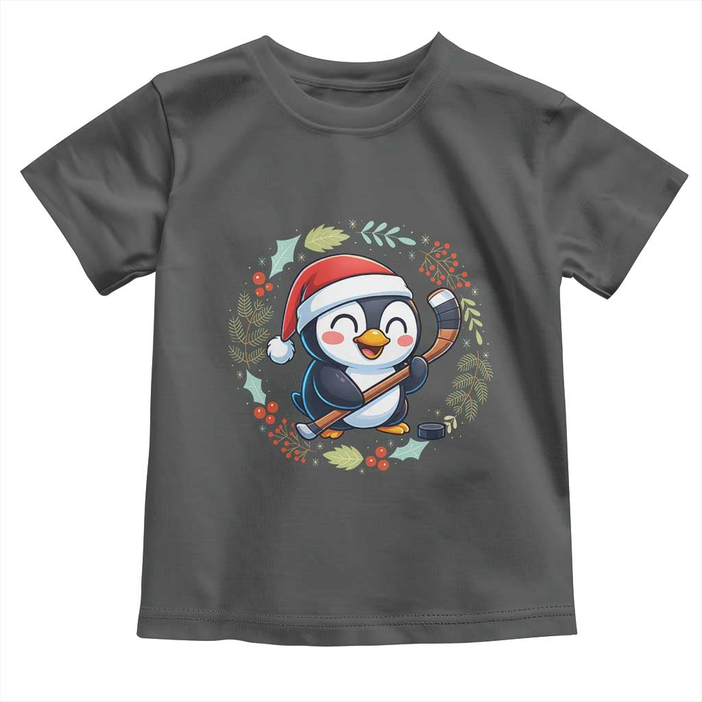 Cute Penguin Playing Ice Hockey Toddler T Shirt Funny Christmas Gift - Wonder Print Shop