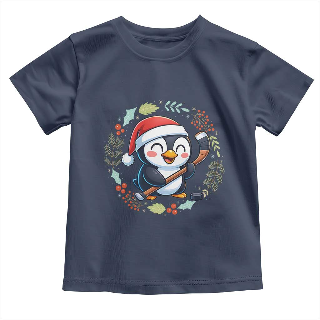 Cute Penguin Playing Ice Hockey Toddler T Shirt Funny Christmas Gift - Wonder Print Shop