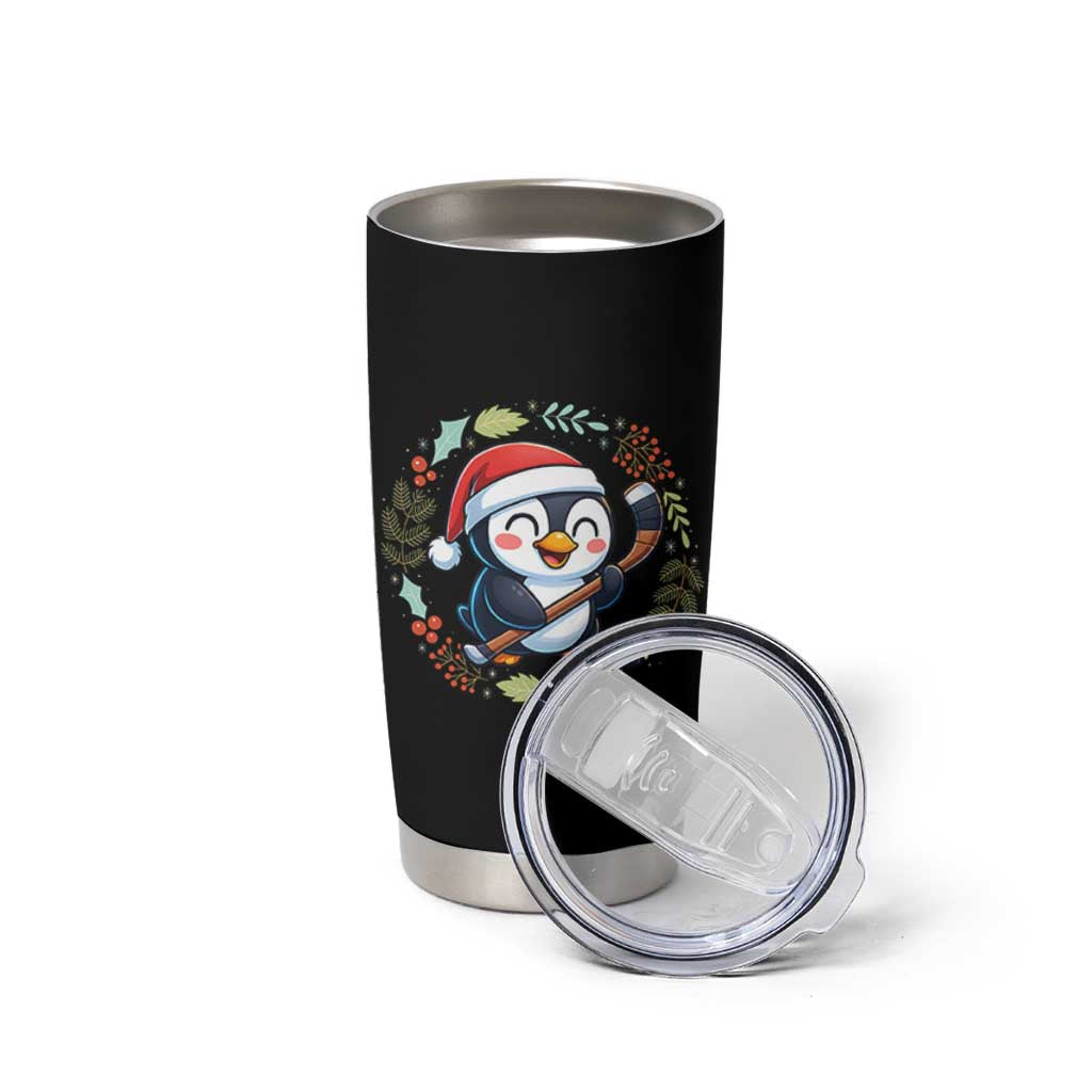 Cute Penguin Playing Ice Hockey Tumbler Cup Funny Christmas Gift - Wonder Print Shop