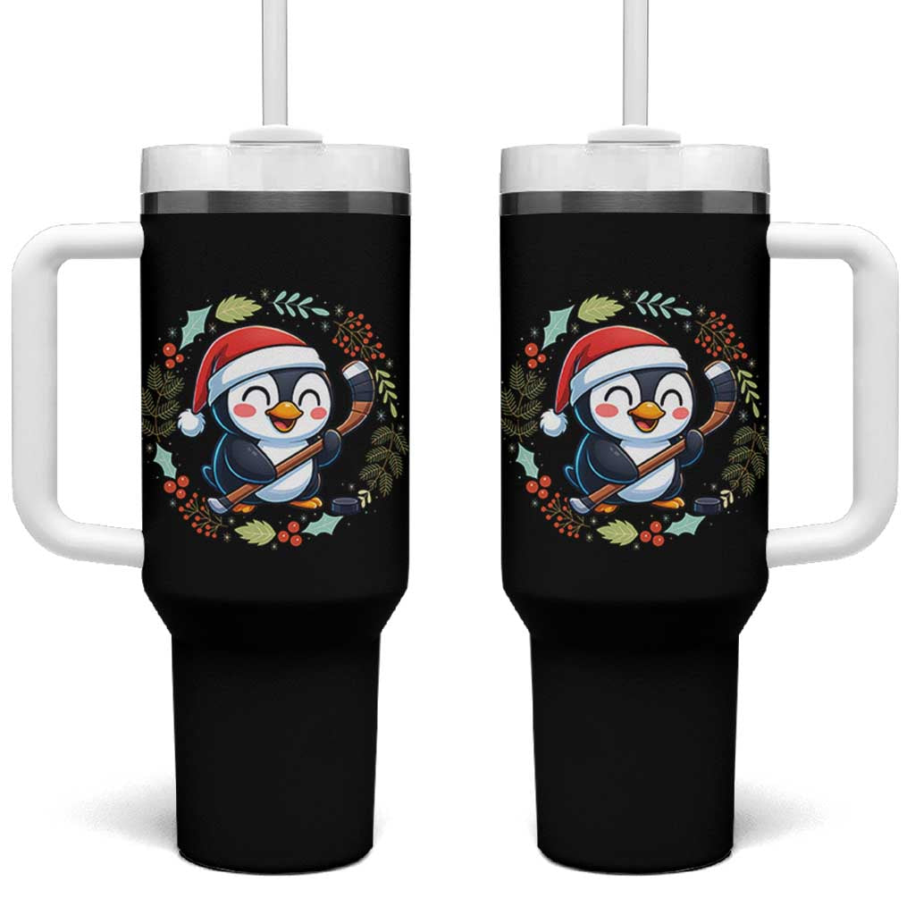 Cute Penguin Playing Ice Hockey Tumbler With Handle Funny Christmas Gift - Wonder Print Shop