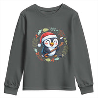 Cute Penguin Playing Ice Hockey Youth Sweatshirt Funny Christmas Gift - Wonder Print Shop
