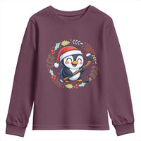 Cute Penguin Playing Ice Hockey Youth Sweatshirt Funny Christmas Gift - Wonder Print Shop