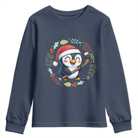 Cute Penguin Playing Ice Hockey Youth Sweatshirt Funny Christmas Gift - Wonder Print Shop