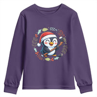 Cute Penguin Playing Ice Hockey Youth Sweatshirt Funny Christmas Gift - Wonder Print Shop