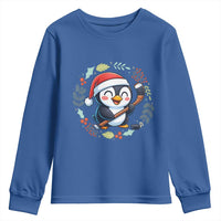 Cute Penguin Playing Ice Hockey Youth Sweatshirt Funny Christmas Gift - Wonder Print Shop