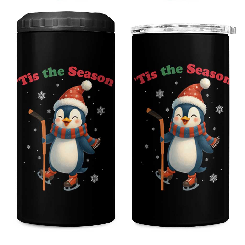 Cute Penguin Tis The Season 4 in 1 Can Cooler Tumbler Funny Christmas Gift For Holiday Fans - Wonder Print Shop
