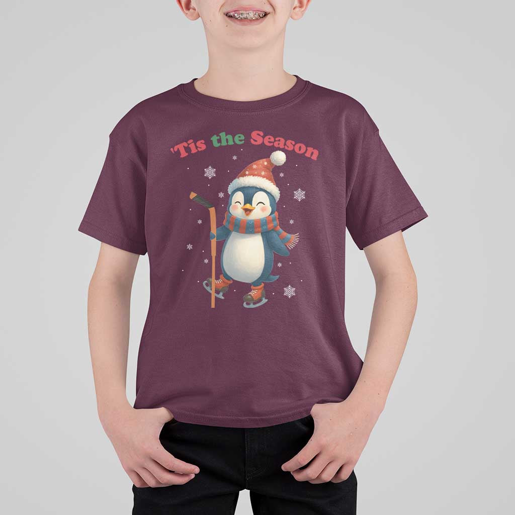 Cute Penguin Tis The Season T Shirt For Kid Funny Christmas Gift For Holiday Fans - Wonder Print Shop
