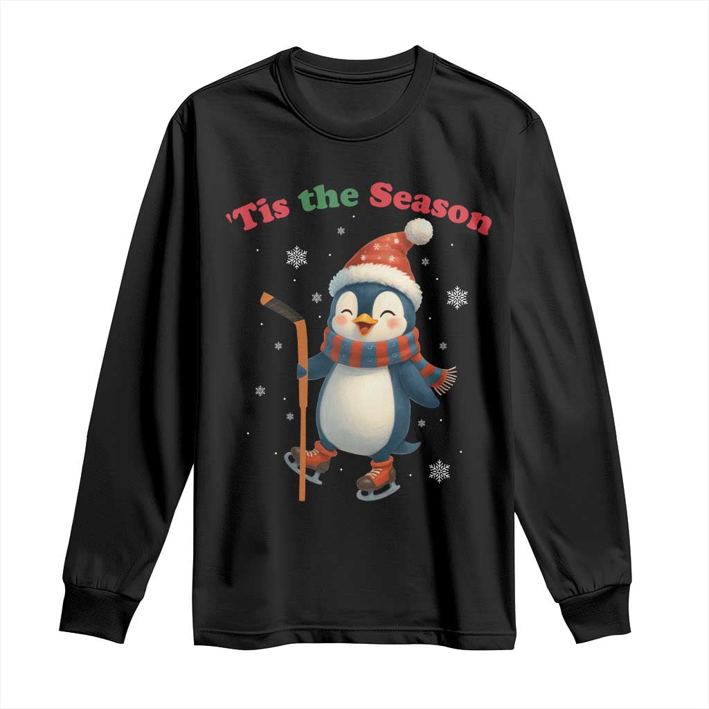 Cute Penguin Tis The Season Long Sleeve Shirt Funny Christmas Gift For Holiday Fans - Wonder Print Shop