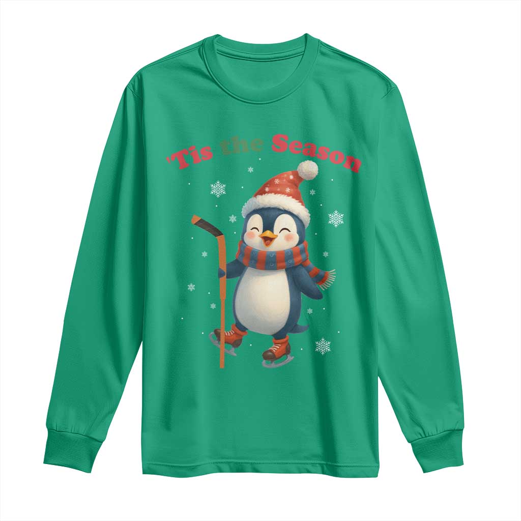 Cute Penguin Tis The Season Long Sleeve Shirt Funny Christmas Gift For Holiday Fans - Wonder Print Shop