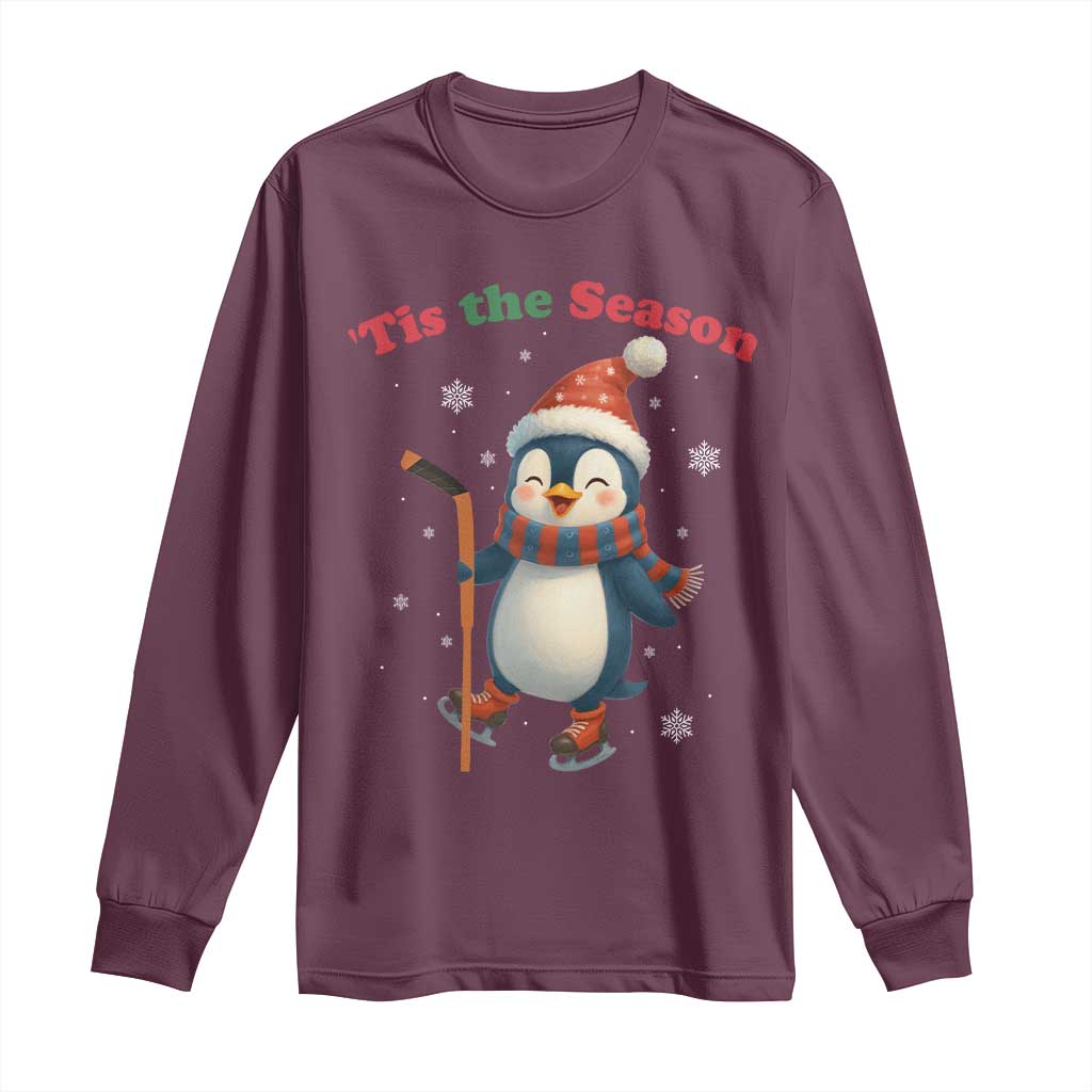 Cute Penguin Tis The Season Long Sleeve Shirt Funny Christmas Gift For Holiday Fans - Wonder Print Shop