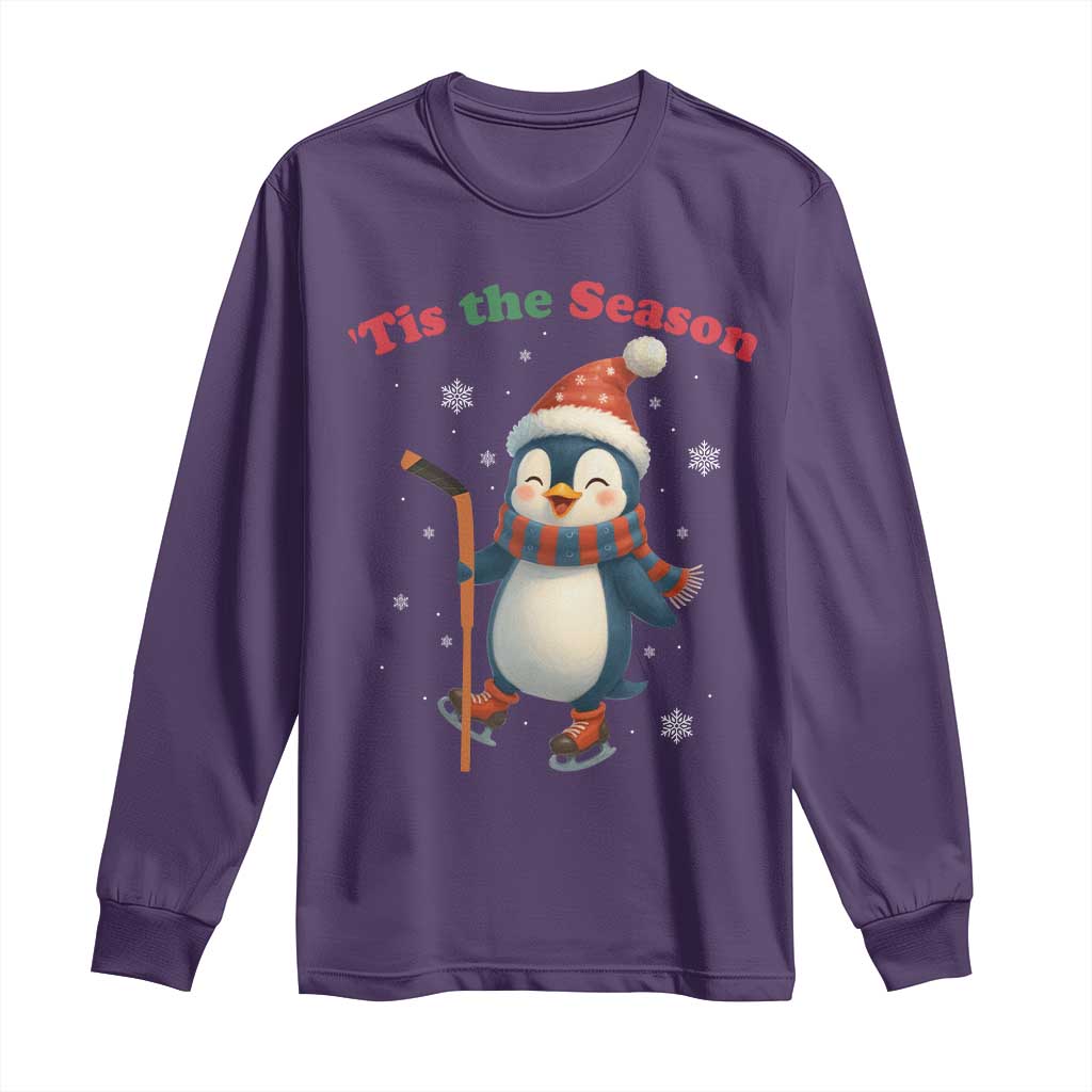 Cute Penguin Tis The Season Long Sleeve Shirt Funny Christmas Gift For Holiday Fans - Wonder Print Shop